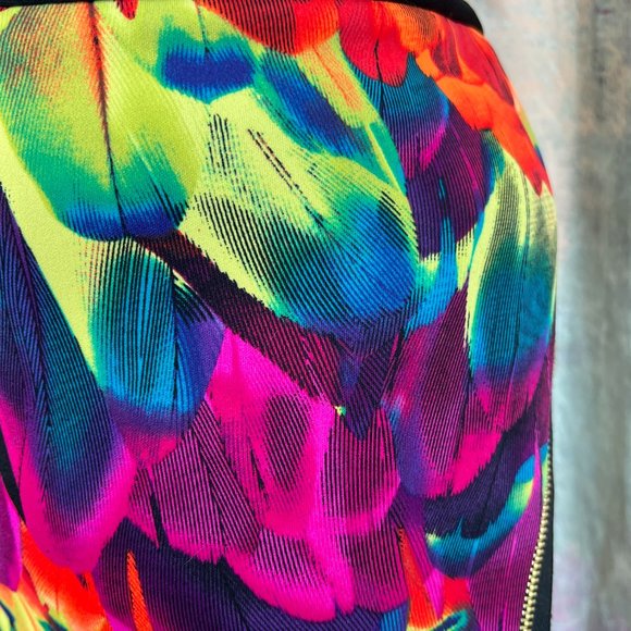 📌Worthington Eye-Catcher Exotic Print Rainbow  Color Jungle Zipper Skirt - Picture 5 of 16